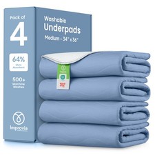 IMPROVIA Washable Underpads Heavy Absorbency Reusable Incontinence Pads Kids Adu