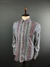 Desigual Men's Shirt Size L Multicolor Cotton Striped Long Sleeve