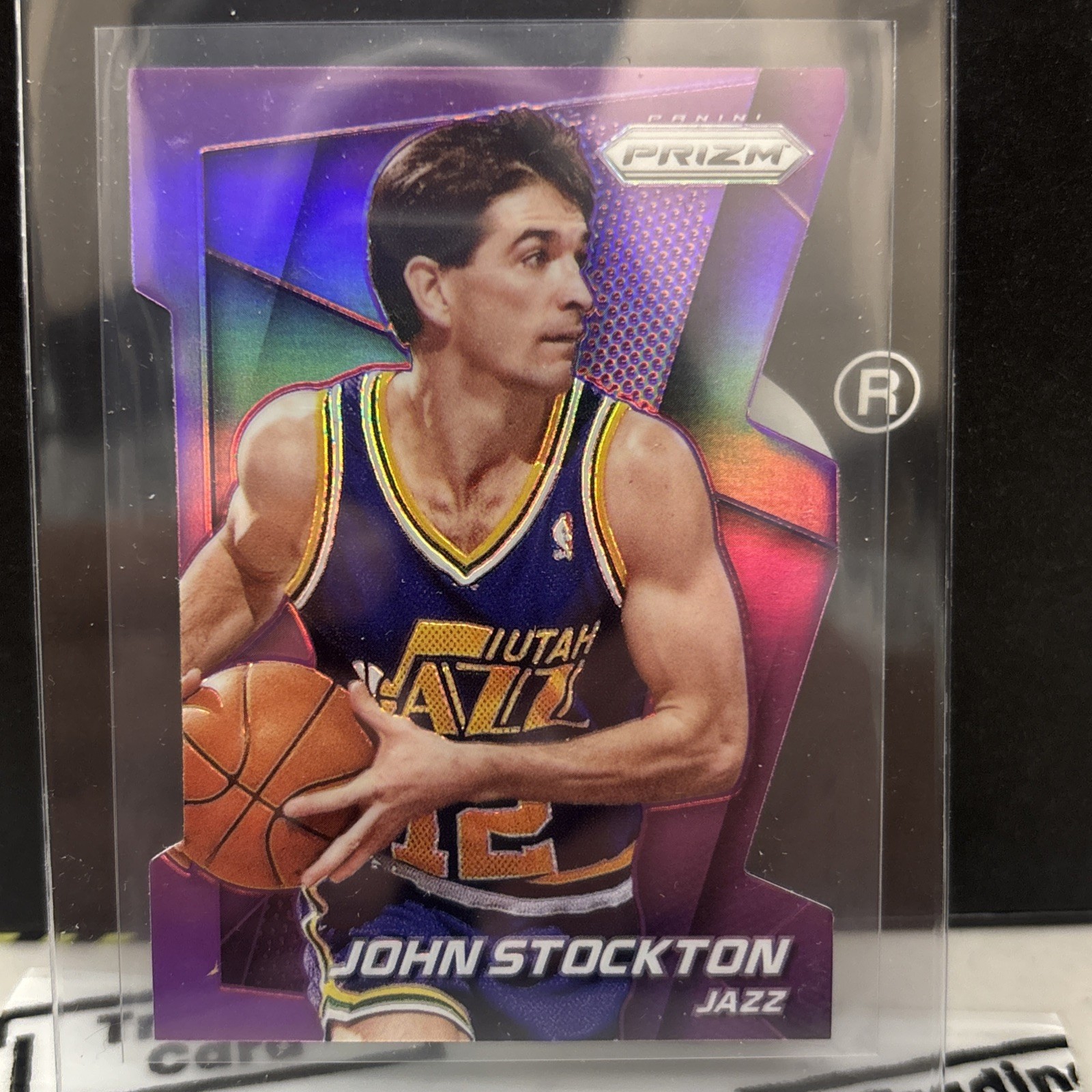 2014-15 Panini Prizm - John Stockton #154 Purple Prizm Die-Cut /139