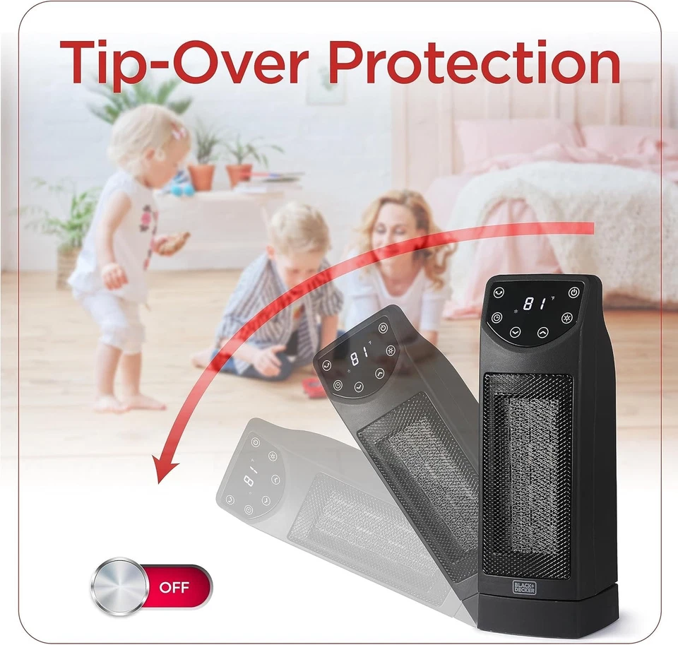 BLACK+DECKER Oscillating Portable Space Heater Ceramic Remote Control 1500W - Image 2 of 4