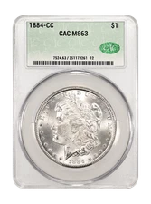1884-CC  Morgan Silver Dollar - CAC MS-63 - Carson City CAC
