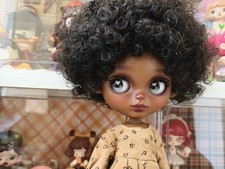 Handmade Custom Blythe Doll With Clothes Eyes Afro Hair Dark Skin 1/6 BJD Dolls