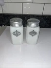 Vintage Hazel Atlas Milk Glass Large Salt Shaker & Pepper Shaker Read Condition