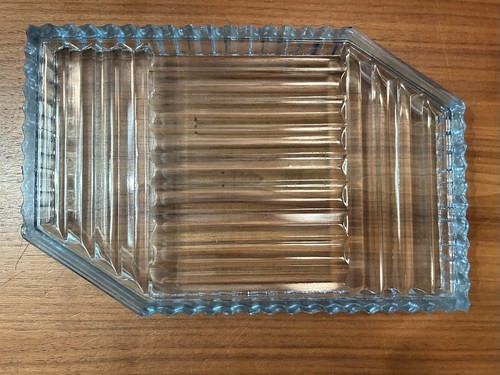 Vintage Art Deco Molded Glass Light Blue Vanity Tray Dresser Catch All - Picture 2 of 4