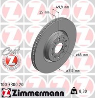2X Bremsscheibe Coat Z Zimmermann 100.3300.20 FüR VW Passat 3C2 Audi Seat Skoda
