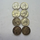 1954 Washington Quarters No Mint Mark/D/and S Lot Of 8 Silver Coins- Circulated