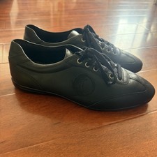 Versace Collection Medusa Logo Leather Sneakers Black Men's US Size 11 EU 44
