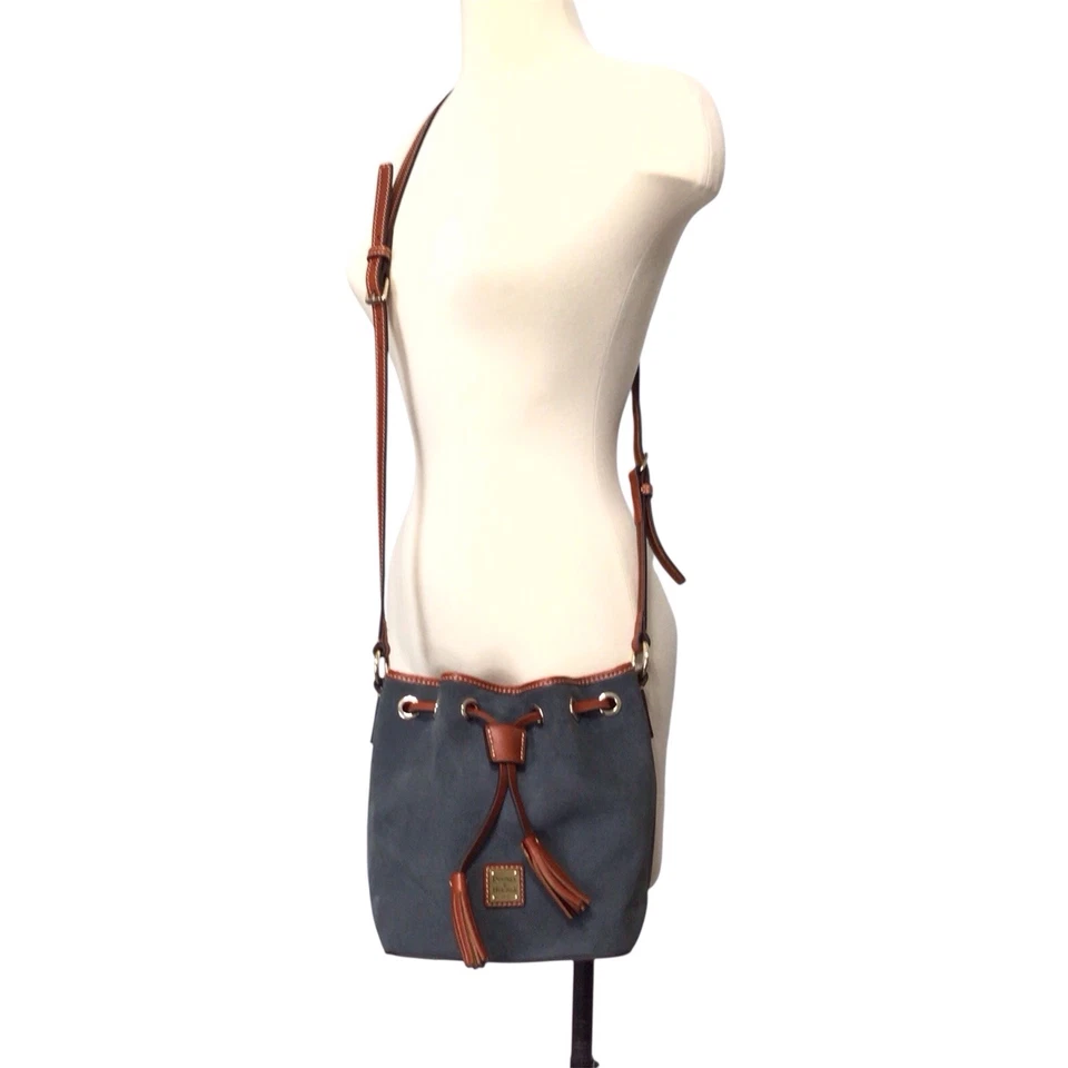 Dooney & Bourke Gray Suede Kendall Crossbody Bucket Bag Purse - Image 2 of 4