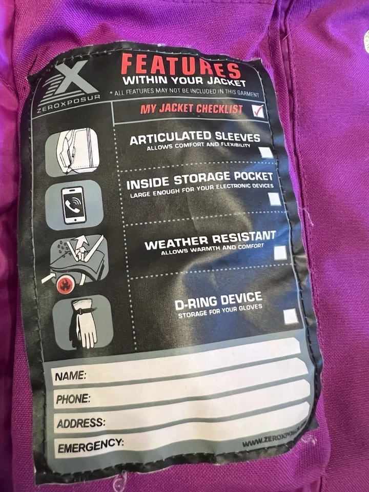 Chaqueta de esquí ZeroXposur Abrigo con capucha Parka Niñas 14 púrpura imitación piel bolsillos con cremallera Foto 4 de 4