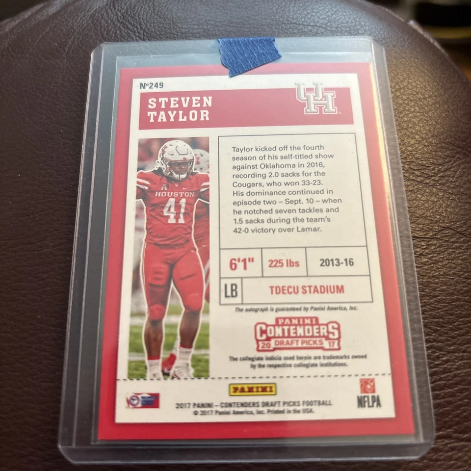 2017 Panini Contenders Draft Picks College Ticket Steven Taylor #249 (AU /15 🔥 - Image 3 of 3