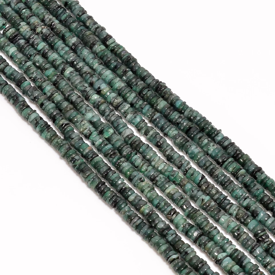 Натуральный изумруд драгоценный камень Heishi форме гладкий бисер 5-6 мм прядь 8» UGB-342 - Изображение 2 из 2