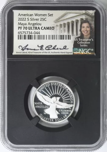 2022 S Silver Proof Washington Quarter MAYA ANGELOU - NGC PF 70 Ultra Cameo 044