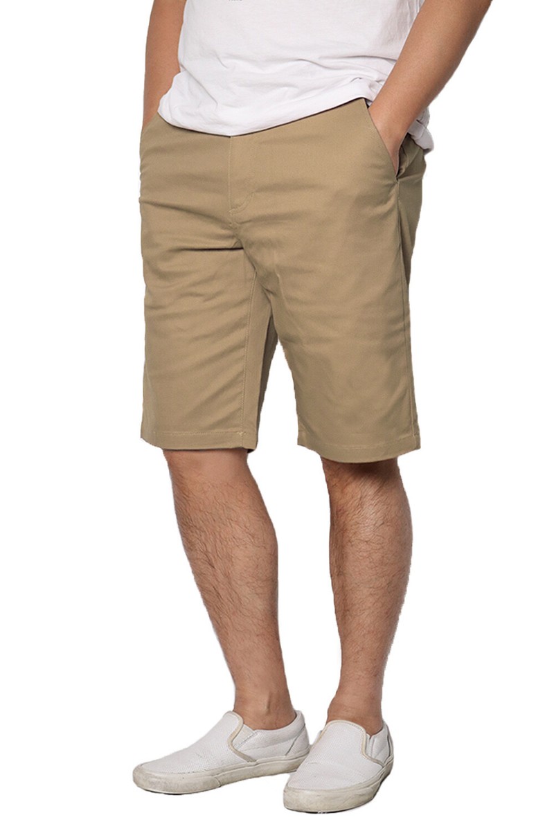 Men's Slim-Fit 10.5 Inseam Lightweight Flat Front Comfort Stretch Chino  Shorts