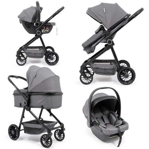 LITE 3 In 1 Travel System with i-Size Car Seat & Base - Slate Grey