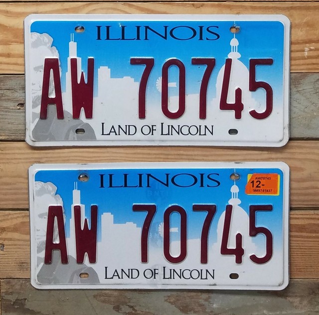 Illinois expired 2012? LAND OF LINCOLN Plate Pair AW 70745 eBay