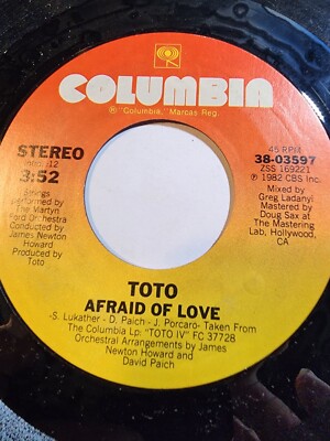 Toto - I Won't Hold You Back / Afraid of Love [7'' 45 rpm Single] VG F275