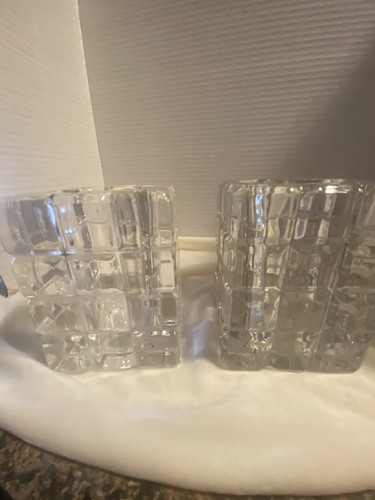 2er Set fabelhafte klare Kristall schwere quadratische kubische Kerzenhalter - Bild 3 von 5