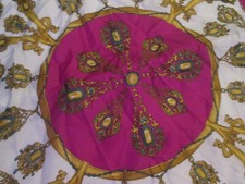 1990  s Glentex Scarf Gold Turquoise Jewels Magenta Border Made in Italy