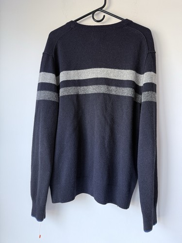 Banana Republic Strickjacke Pullover Herren L italienisches Garn Knopfleiste blau Wolle - Bild 2 von 8