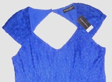 Kleid Freizeit- Party D.Perkins XXL/44-46 Spitze Royalblau Schlitz Reißverschl.