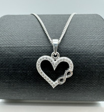 925 Solid Sterling Silver Heart Infinity Pendant Necklace 20 Inch
