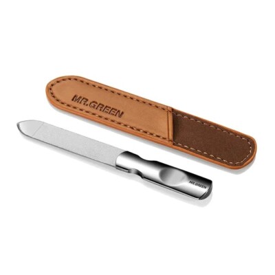 MR GREEN Solid Stainless Double Sided Nail File & Case Manicure Pedicure German