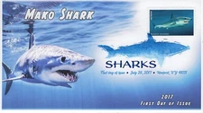 AO- 5224-1, 2017, Sharks  Add-on Cover, First Day Cover, Digital Color Postmark,