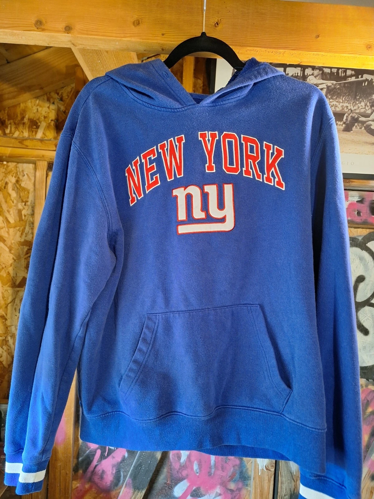 VETEMENTS FELPA CON CAPPUCCIO TEAM ABBIGLIAMENTO NFL NY GIANTS TAGLIA LARGE