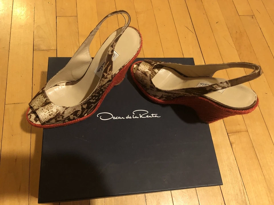 Zapatos de mujer, puntera abierta, florales, cuñas, talla 39 Foto 3 de 4