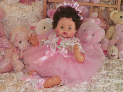 Uneeda Baby Doll Large 22'' Chubby Body Circa 1968 SO SWEET  Thick Hair Pink Tutu
