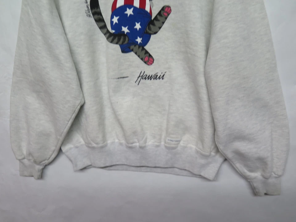 Vtg 80s 90s Crazy Shirts Hawaii B Kliban Team USA Soccer Cat Sweatshirt M Rare - Image 3 of 4