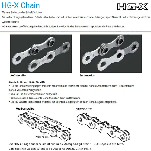 Shimano CN-HG95 10-Fach-116 Glieder DEORE XT XTR SLX HG-X Fahrrad Kette - Bild 5 von 15