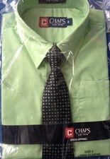 BOY'S RALPH LAUREN CHAPS GREEN SPRUCETON SHIRT  TIE SZS 4,6  7 AVAIL NWT 
