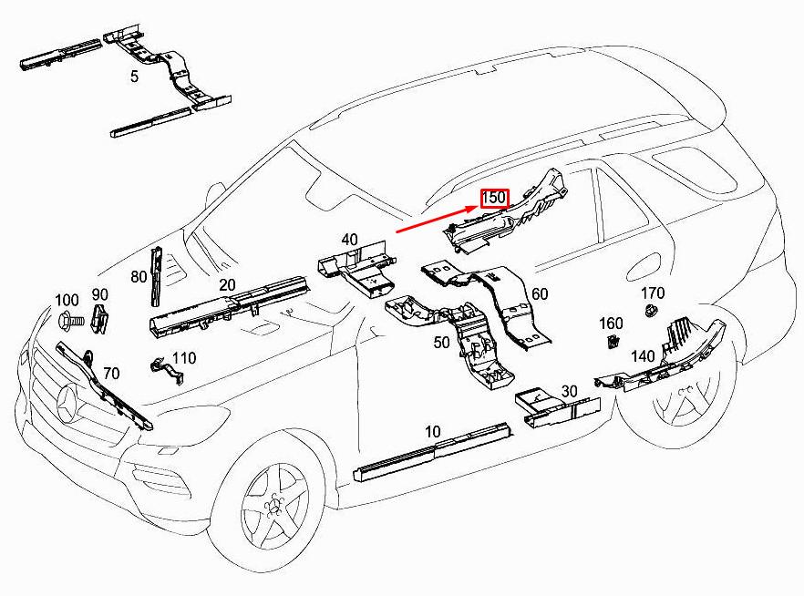 MERCEDES-BENZ ML W166 Kabelkanal hinten rechts A1668200269 NEU 