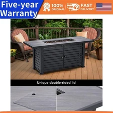 🍎57" Fire Pit Table 50000BTU Rectangle Propane Fire Table with Cover Rain Cover