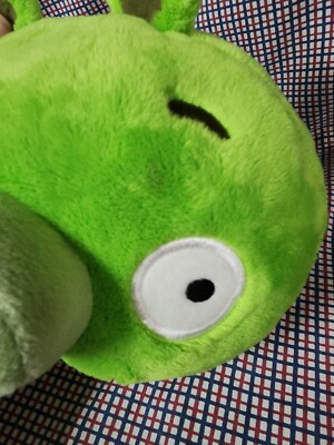 Commonwealth-2010-Angry Birds-7 Green Pig Plush-Bad Piggies-No Sound-GUC