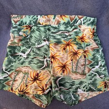 Vintage Hawaiian Swim Trunks Shorts Men  s Birds Seagulls Palm Trees Sz Medium