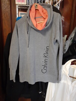 Calvin Klein Sweatshirt M Medium Grey Performance Long Sleeves Cowl Neck  Womens