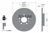 Textar 2X Bremsscheibe Hinten Ø278 Mm Voll Beschichtet FüR Jeep Cherokee KL 2.2