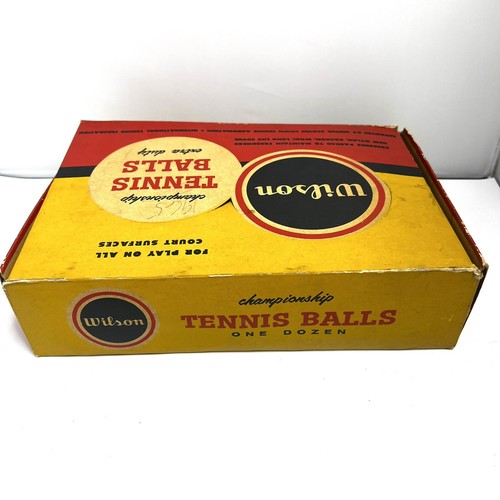 Vintage Antique 1960'S Wilson Tennis Ball Box with 4 UNOPENED CANS sports - Afbeelding 4 van 5