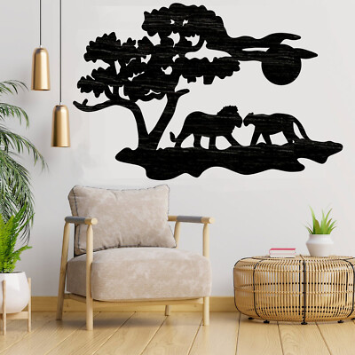 Lions Scene Cut out, Wood plaque sign,wood Crafts,Craft supply, home decor