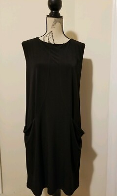 Clara Sun Woo Dress Black XS Black Sleeveless Pockets Excellent Sheath Shift