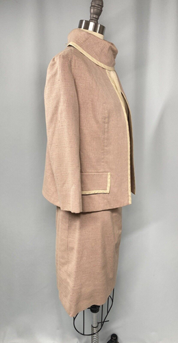 Vintage Skirt Suit Set SIZE SMALL PETITE pink natural silk LILLI ANN'S 60s - Picture 6 of 18