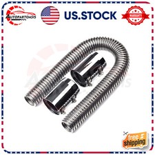 24 Stainless Steel Universal Radiator Flexible Coolant Water Hose Kit With Caps