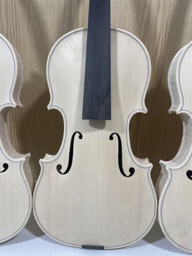 Unfinished 4/4 size white Violin 4 String Flame Maple Back With Fretboard - Picture 5 of 11