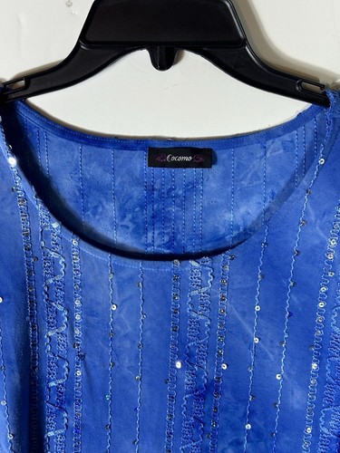 Cocomo Top Damen 3x blau Pailletten Boho Hippie Gypsy Bluse Tunika 2080 - Bild 9 von 12