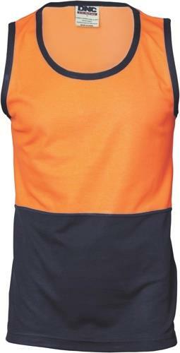 10 x DNC Workwear Mens Hi Vis Cotton Back 2 Tone Breathable Singlet Safety 3841 - Picture 2 of 4
