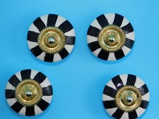 Whimsical black white stripe - 2 Hand painted cabinet knobs