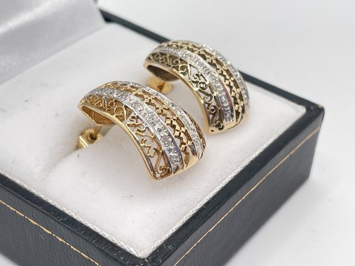 9ct Gold Hallmarked Diamond Earrings. Goldmine Jewellers. - Picture 3 of 8