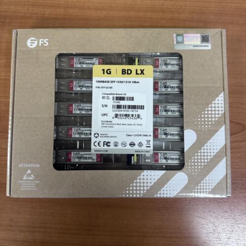 (10x) FS SFP-GE-BX 1000BASE-BX 1550/1310nm 10km SMF Transceivers - Picture 2 of 7